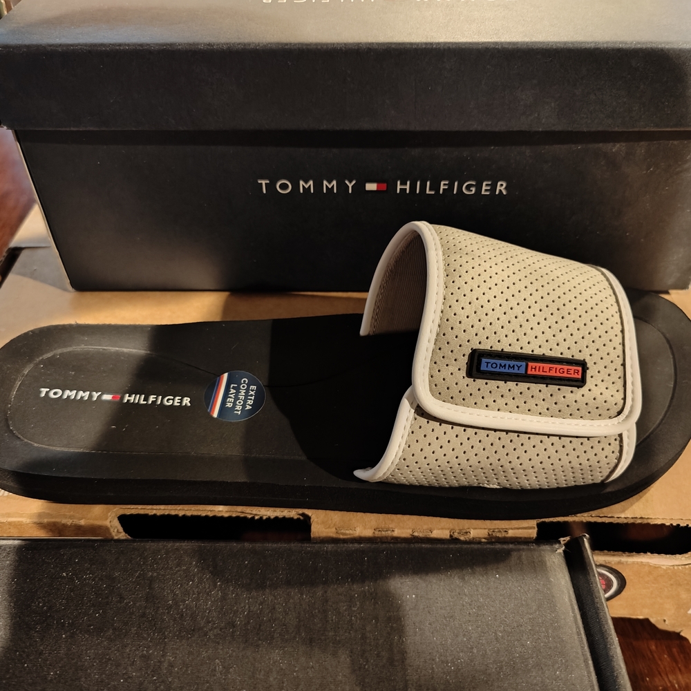 Tommy Hilfiger Men's Beige Slide Sandals